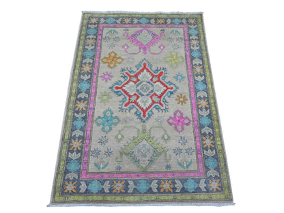Grey 3'2" x 4'8" Tribal Hand knotted Wool Rug - Sku: O089399