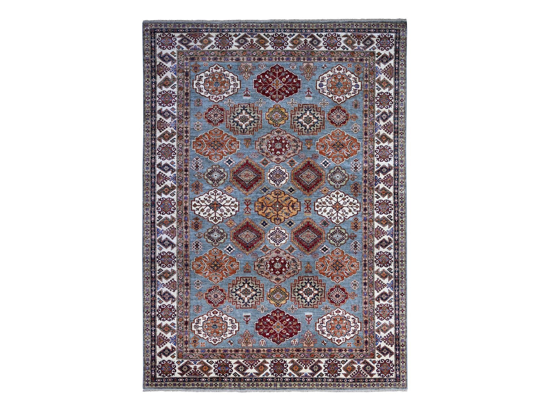 Kazak Tribal hand-knotted wool rug in Gray, 9'0" x 12'5", SKU O089422