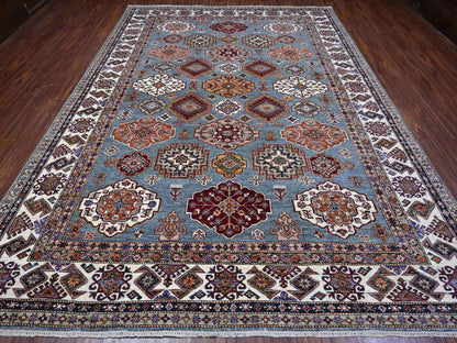 Kazak Tribal hand-knotted wool rug in Gray, 9'0" x 12'5", SKU O089422