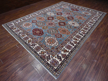 Grey 9'0" x 12'5" Tribal Hand knotted Wool Rug - Sku: O089422