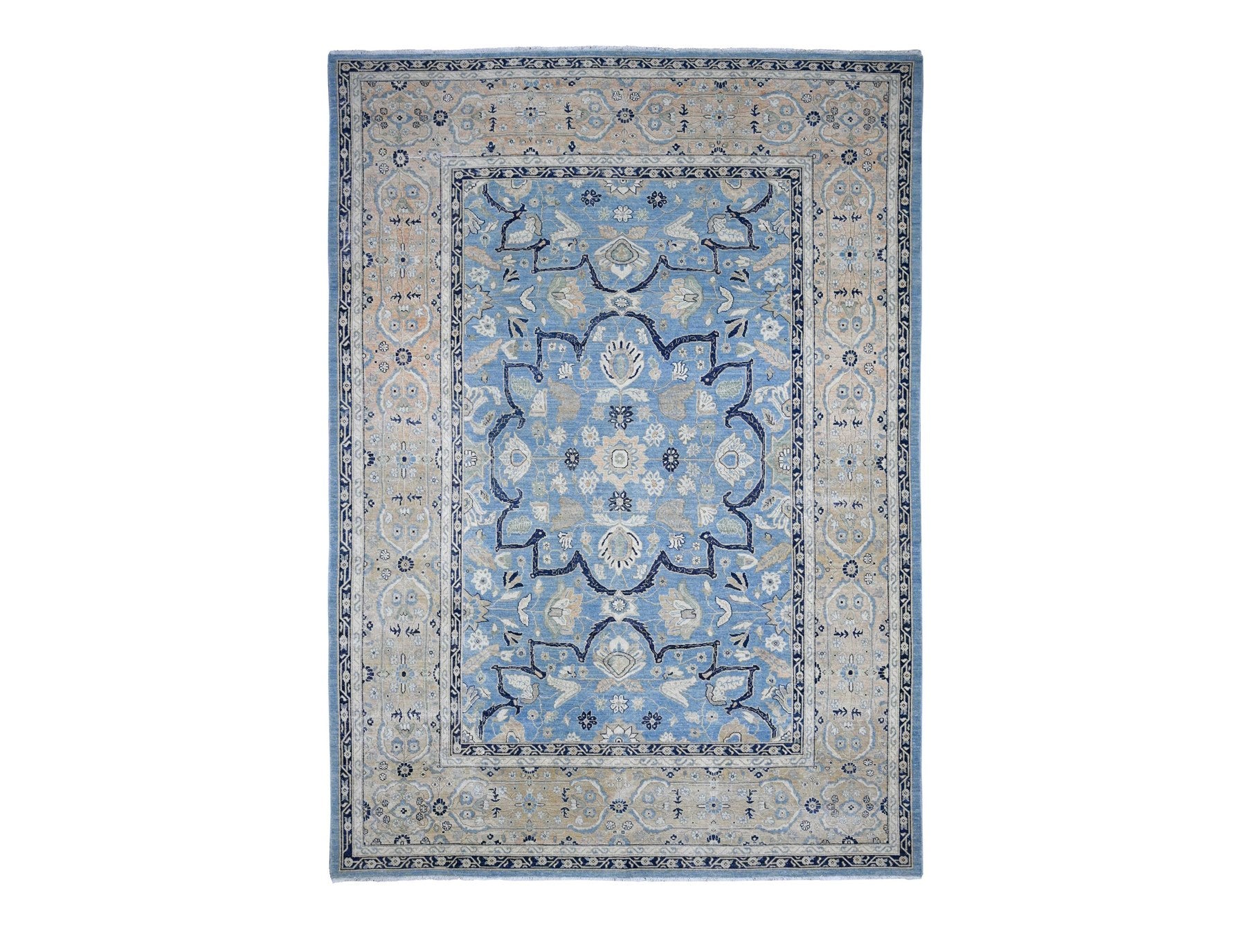 Heriz Vintage hand-knotted wool rug in Blue, 8'7" x 12'2", SKU O089423