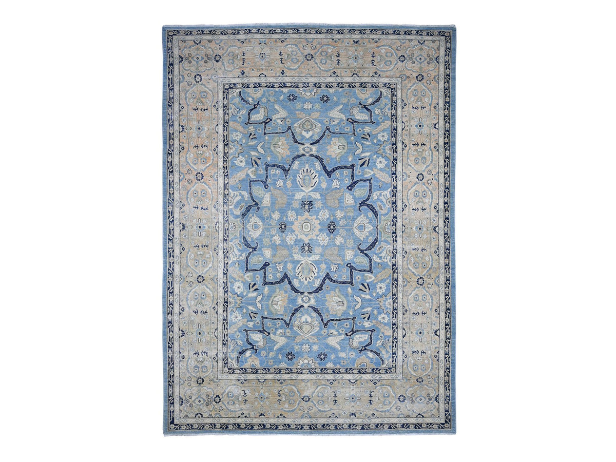 Heriz Vintage hand-knotted wool rug in Blue, 8'7" x 12'2", SKU O089423