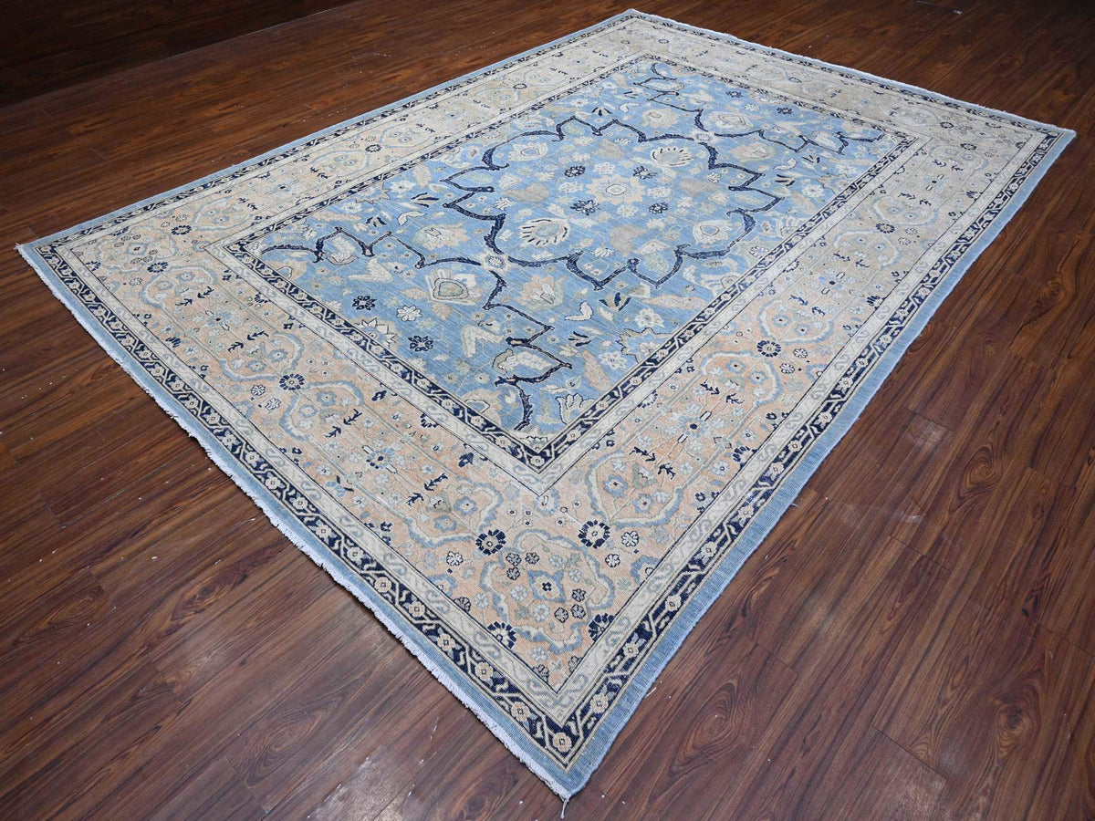 Heriz Vintage hand-knotted wool rug in Blue, 8'7" x 12'2", SKU O089423