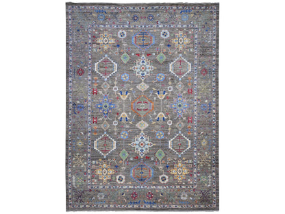 Grey 10'2" x 13'6" Traditional Hand knotted Wool Rug - Sku: O089425