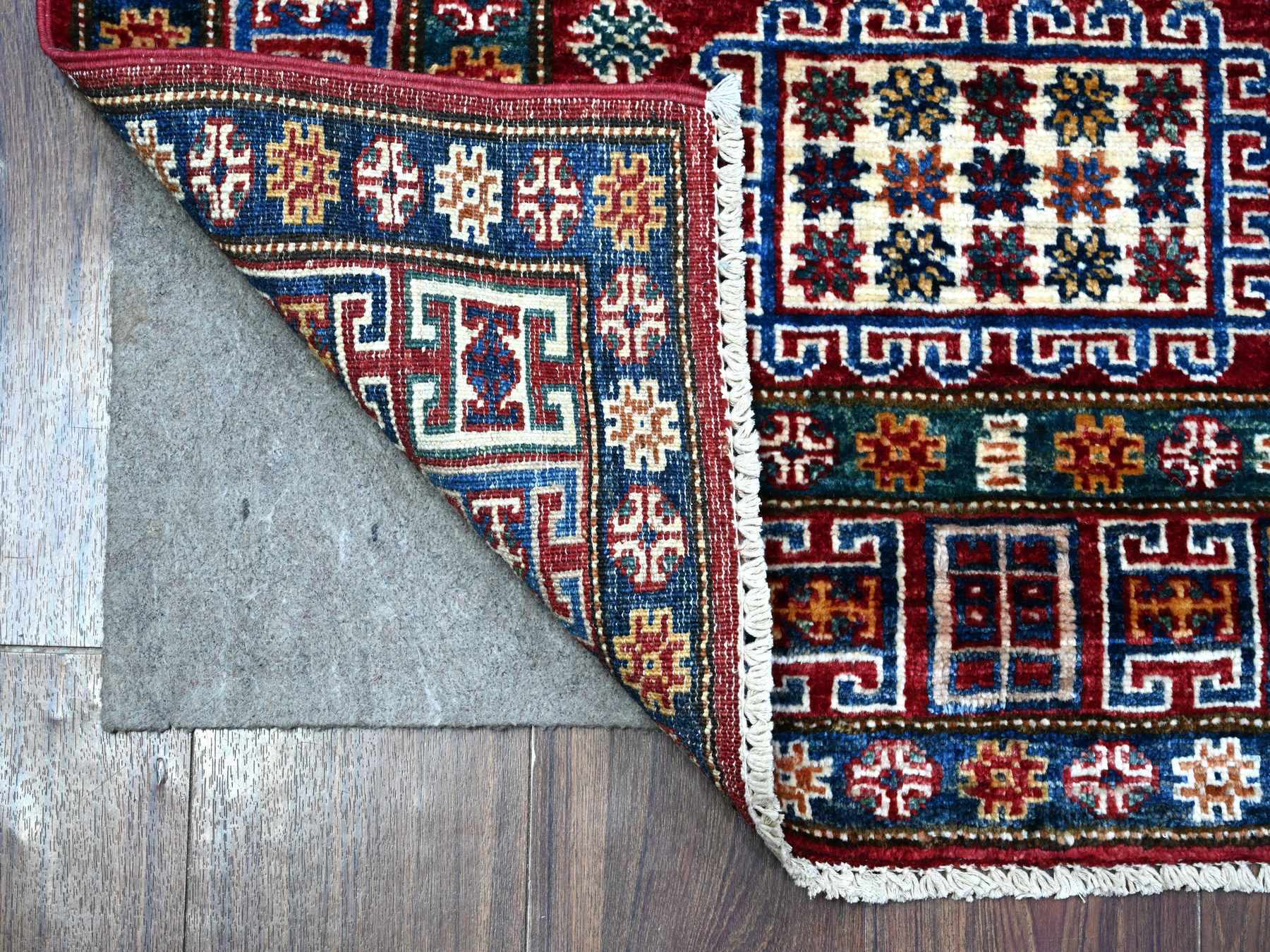 Kazak Tribal hand-knotted wool rug in Red, 2'9" x 4'1", SKU O089435
