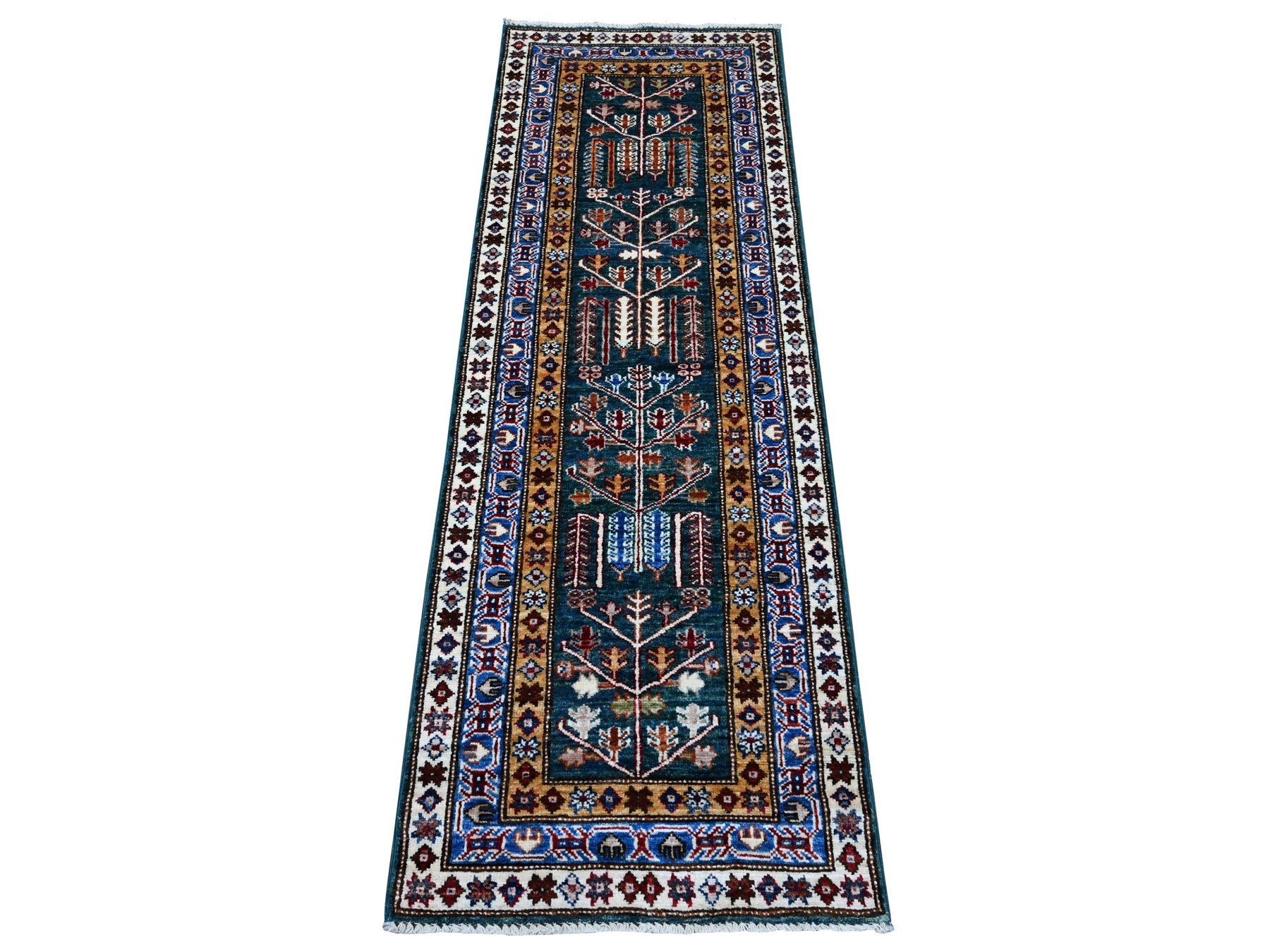 Green 1'11" x 5'8" Tribal Hand knotted Wool Rug - Sku: O089437
