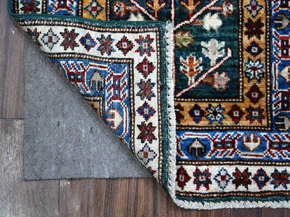 Green 1'11" x 5'8" Tribal Hand knotted Wool Rug - Sku: O089437