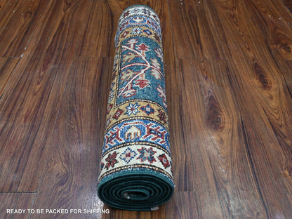 Green 1'11" x 5'8" Tribal Hand knotted Wool Rug - Sku: O089437