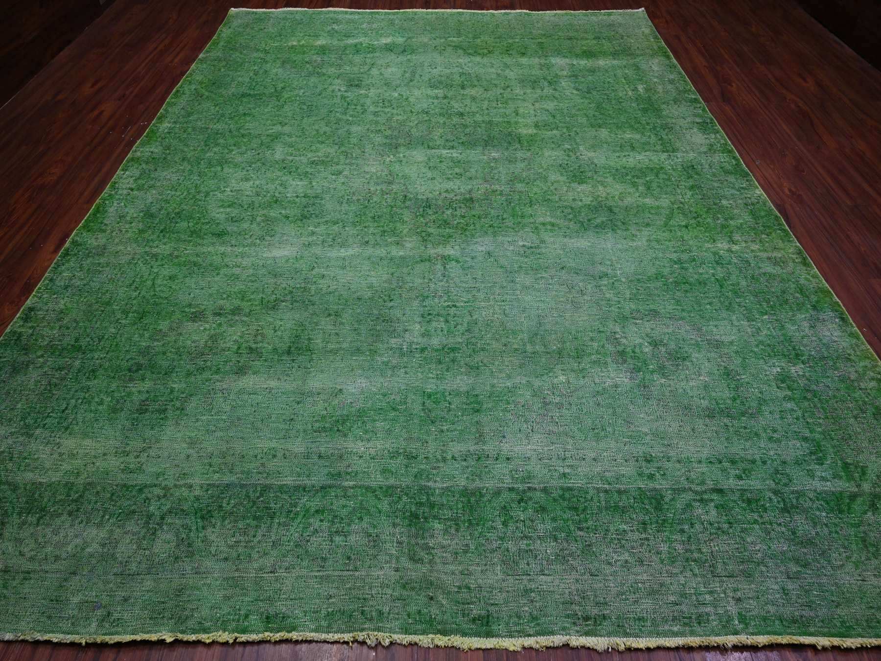 Kerman Vintage hand-knotted wool rug in Green, 9'7" x 12'7", SKU O089450