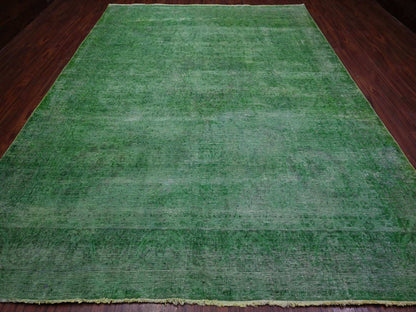 Green 9'7" x 12'7" Vintage Hand knotted Wool Rug - Sku: O089450