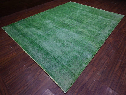 Green 9'7" x 12'7" Vintage Hand knotted Wool Rug - Sku: O089450