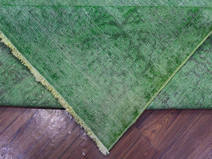 Green 9'7" x 12'7" Vintage Hand knotted Wool Rug - Sku: O089450