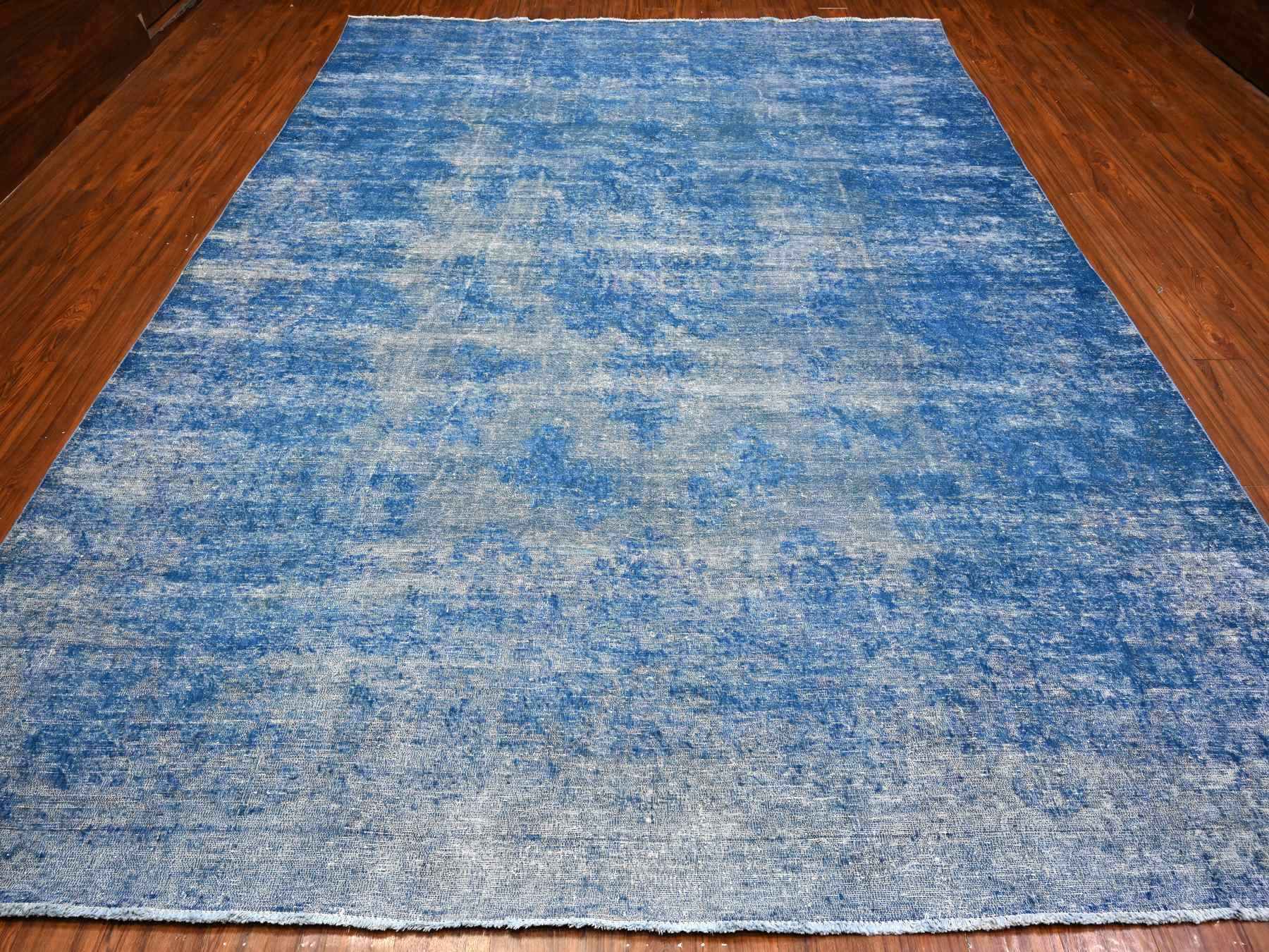 Kerman Vintage hand-knotted wool rug in Blue, 9'5" x 12'10", SKU O089451