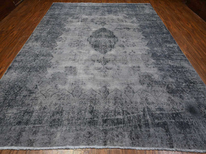 Grey 9'8" x 12'6" Vintage Hand knotted Wool Rug - Sku: O089452
