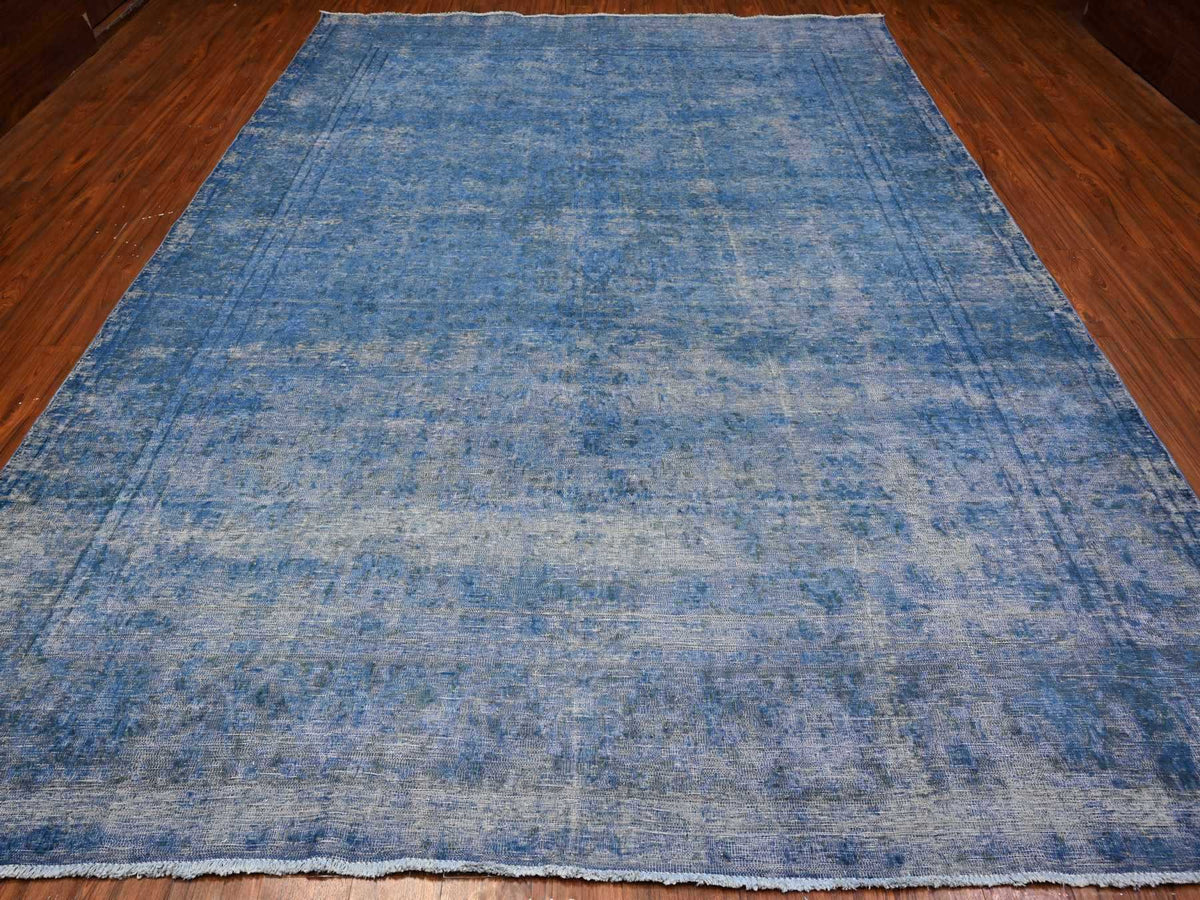 Kerman Vintage hand-knotted wool rug in Blue, 9'8" x 12'10", SKU O089453
