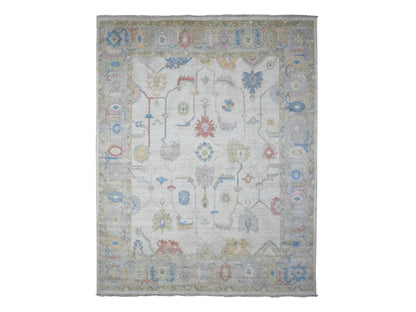 Grey 7'10" x 9'9" Oushak And Peshawar Hand knotted Wool Rug - Sku: O089455