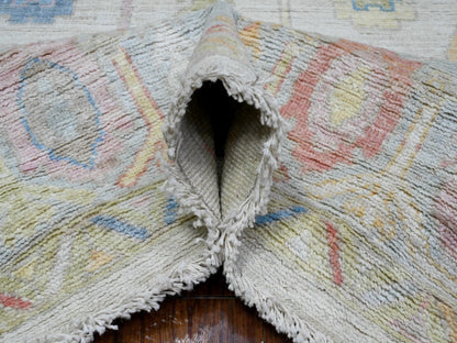 Grey 7'10" x 9'9" Oushak And Peshawar Hand knotted Wool Rug - Sku: O089455
