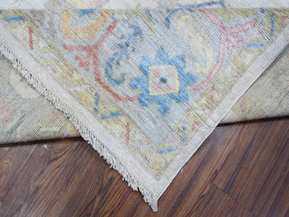Grey 7'10" x 9'9" Oushak And Peshawar Hand knotted Wool Rug - Sku: O089455