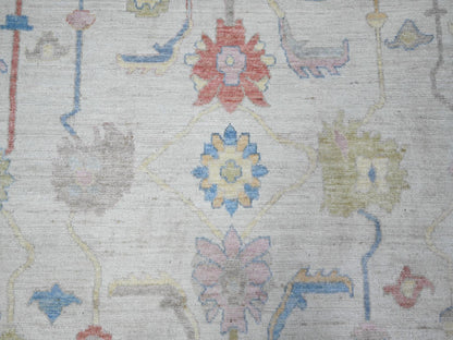 Grey 7'10" x 9'9" Oushak And Peshawar Hand knotted Wool Rug - Sku: O089455
