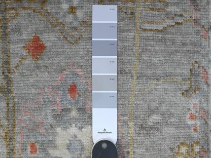 Grey 2'11" x 8'0" Oushak And Peshawar Hand knotted Wool Rug - Sku: O089460
