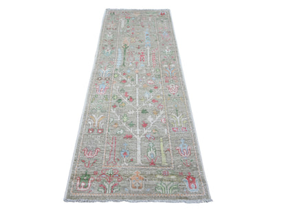 Green 2'11" x 8'1" Oushak / Peshawar Hand knotted Wool Rug - Sku: O089470
