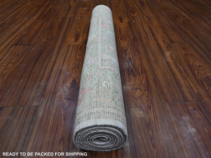 Green 2'11" x 8'1" Oushak / Peshawar Hand knotted Wool Rug - Sku: O089470