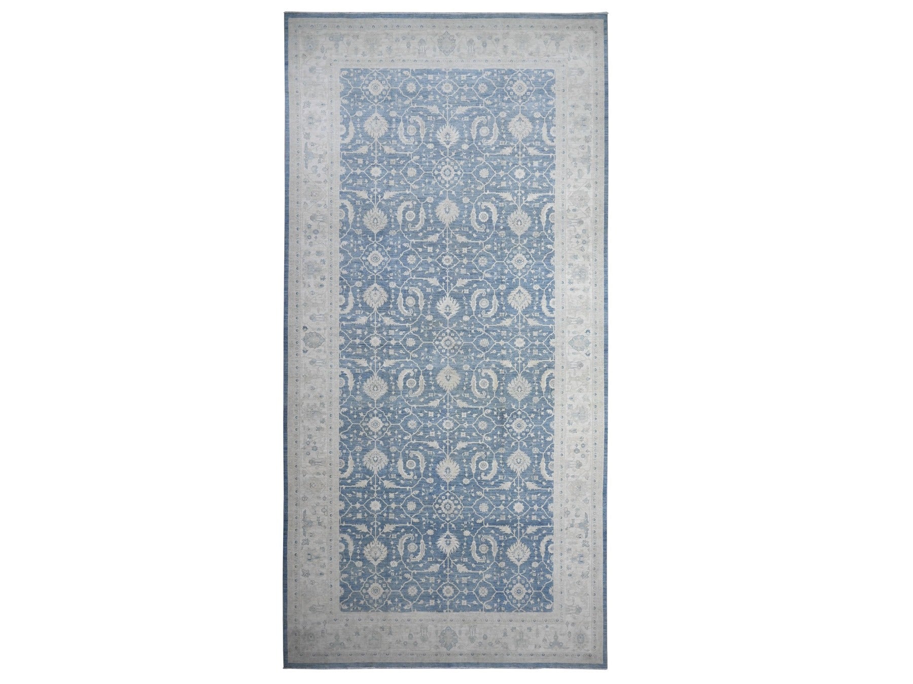 Peshawar hand-knotted wool rug in Blue, 9'10" x 20'3", SKU O089473