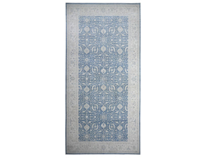 Peshawar hand-knotted wool rug in Blue, 9'10" x 20'3", SKU O089473