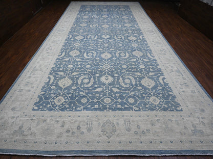 Peshawar hand-knotted wool rug in Blue, 9'10" x 20'3", SKU O089473
