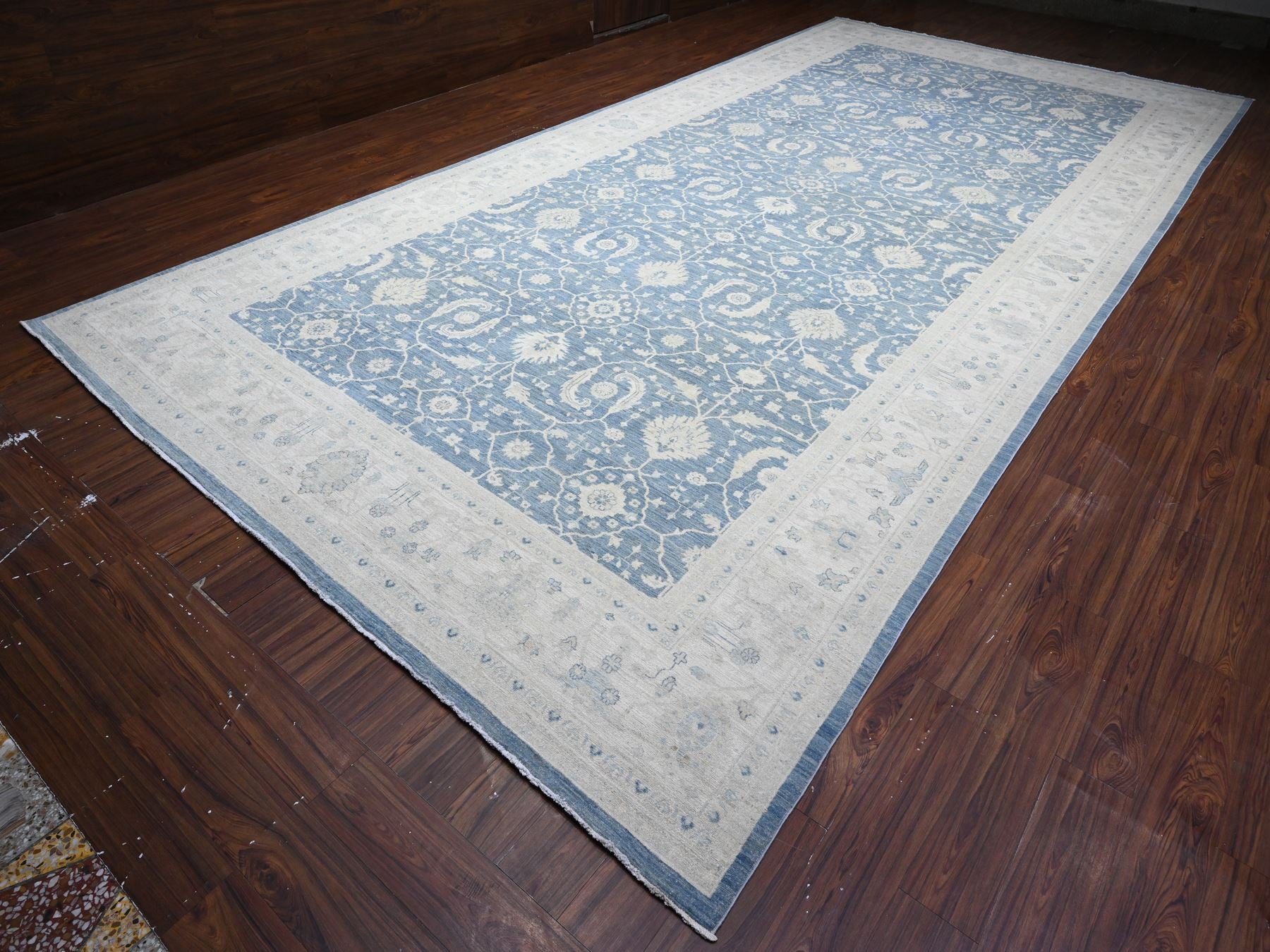 Peshawar hand-knotted wool rug in Blue, 9'10" x 20'3", SKU O089473