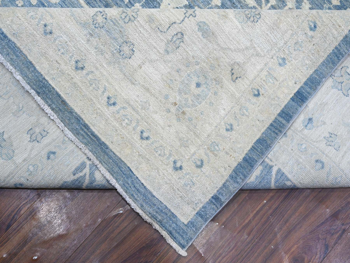 Peshawar hand-knotted wool rug in Blue, 9'10" x 20'3", SKU O089473