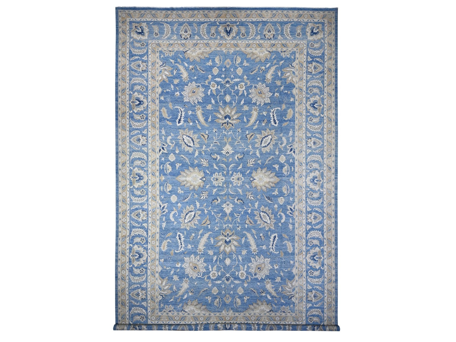 Peshawar hand-knotted wool rug in Blue, 12'11" x 20'7", SKU O089475