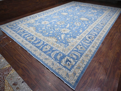Peshawar hand-knotted wool rug in Blue, 12'11" x 20'7", SKU O089475