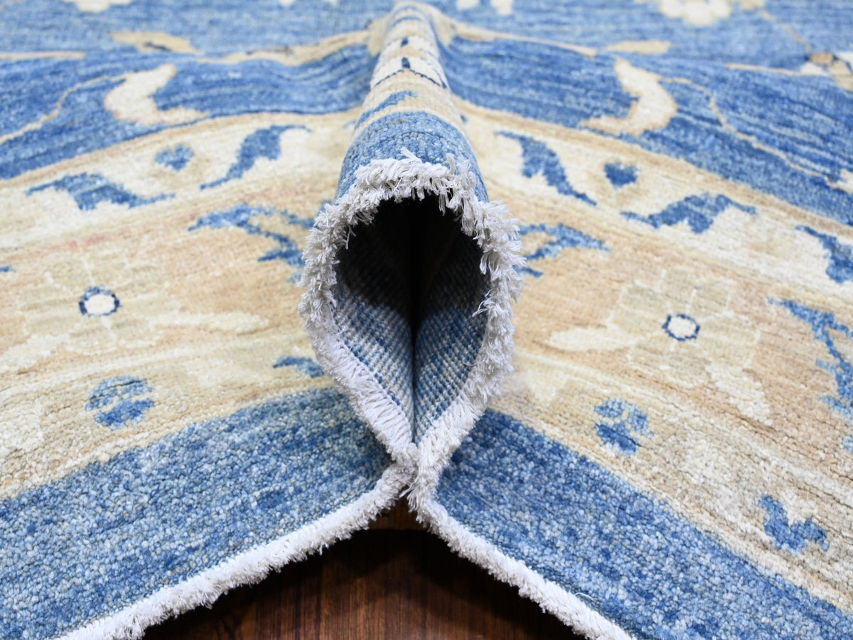 Peshawar hand-knotted wool rug in Blue, 12'11" x 20'7", SKU O089475