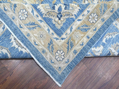 Peshawar hand-knotted wool rug in Blue, 12'11" x 20'7", SKU O089475