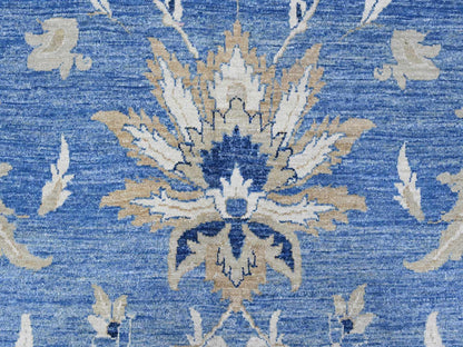 Peshawar hand-knotted wool rug in Blue, 12'11" x 20'7", SKU O089475