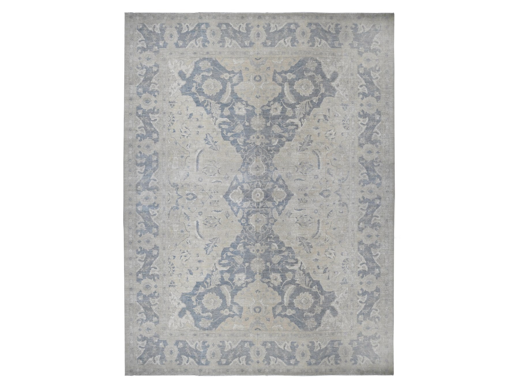 Peshawar Vintage hand-knotted wool rug in Ivory, 18'6" x 24'2", SKU O089478