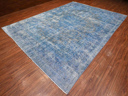 Overdyed 9'7" x 13'1" Vintage Hand knotted Wool Rug - Sku: O089479