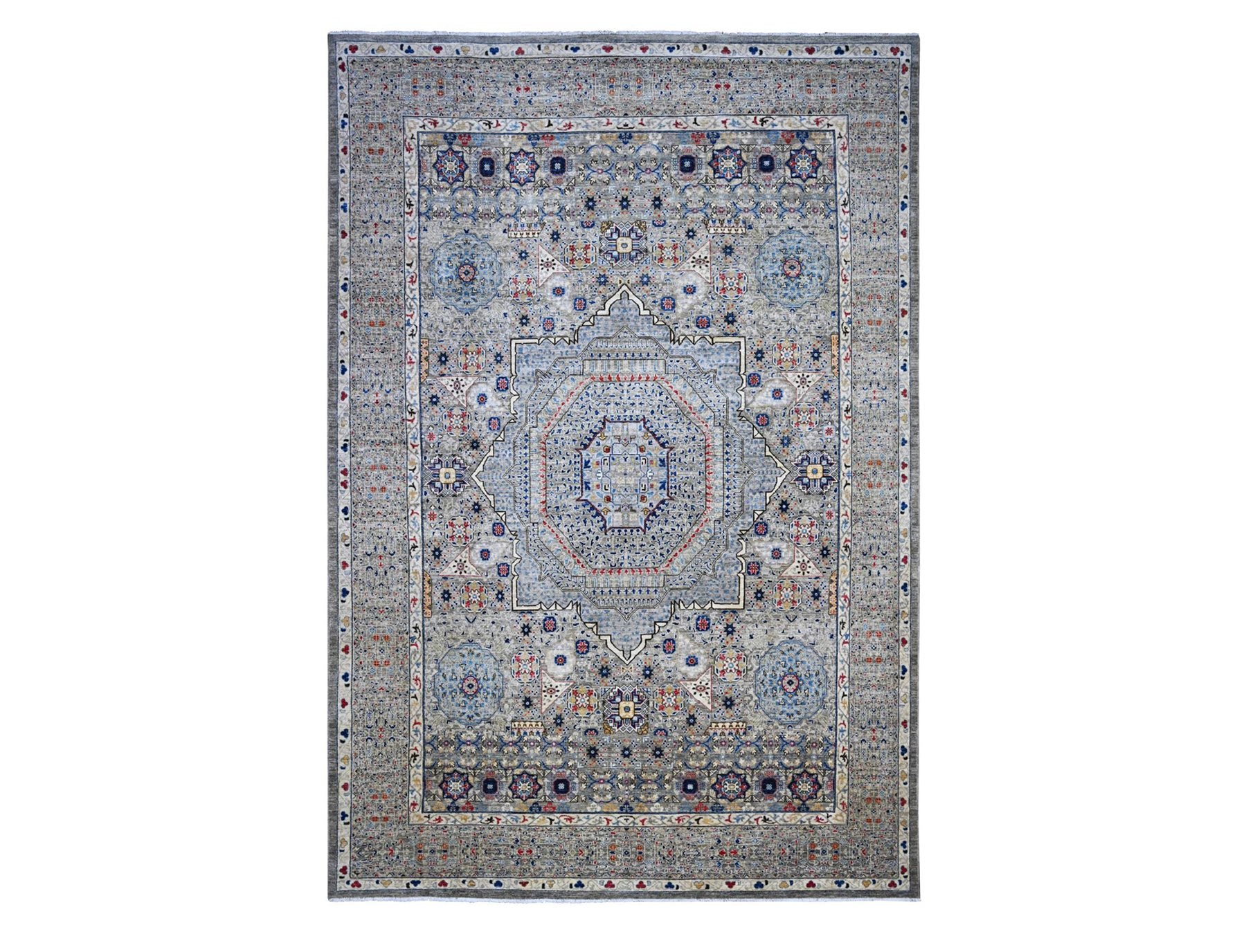 Mamluk Traditional hand-knotted wool rug in Gray, 9'11" x 14'3", SKU O089483