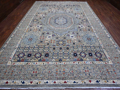 Grey 9'11" x 14'3" Traditional Hand knotted Wool Rug - Sku: O089483
