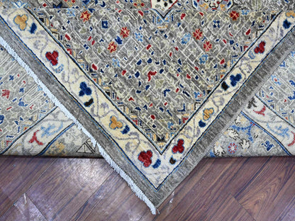 Grey 9'11" x 14'3" Traditional Hand knotted Wool Rug - Sku: O089483