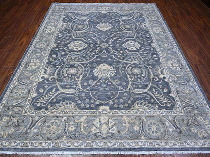 Grey 8'0" x 9'9" Oushak And Peshawar Hand knotted Wool Rug - Sku: O089489