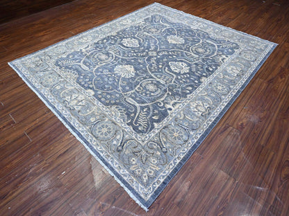 Grey 8'0" x 9'9" Oushak And Peshawar Hand knotted Wool Rug - Sku: O089489