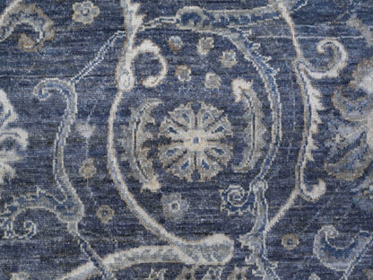 Grey 8'0" x 9'9" Oushak And Peshawar Hand knotted Wool Rug - Sku: O089489