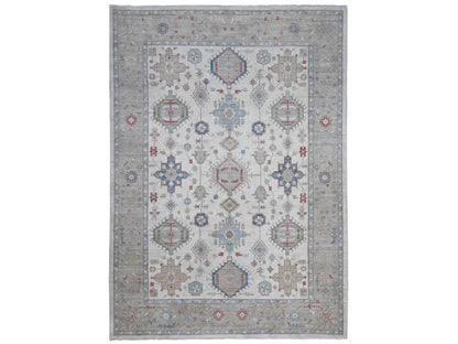 Karajeh Traditional hand-knotted wool rug in Ivory, 9'10" x 13'10", SKU O089492