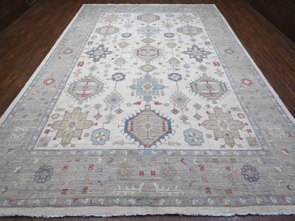 Ivory 9'10" x 13'10" Heriz Hand knotted Wool Rug - Sku: O089492