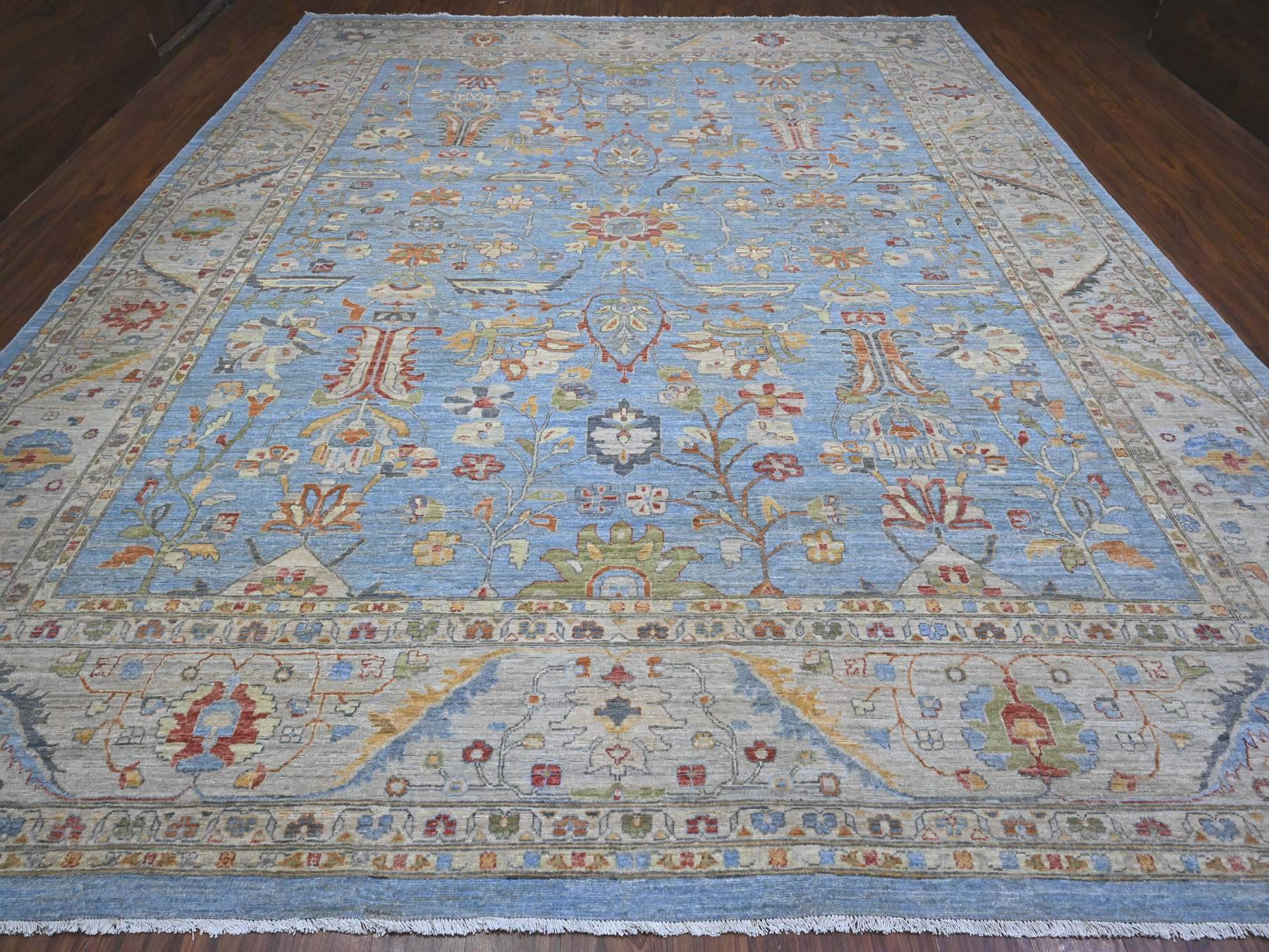 Heriz Traditional hand-knotted wool rug in Blue, 12'1" x 14'6", SKU O089493