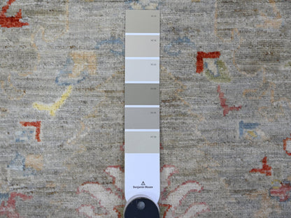 Grey 4'2" x 9'6" Oushak And Peshawar Hand knotted Wool Rug - Sku: O089495