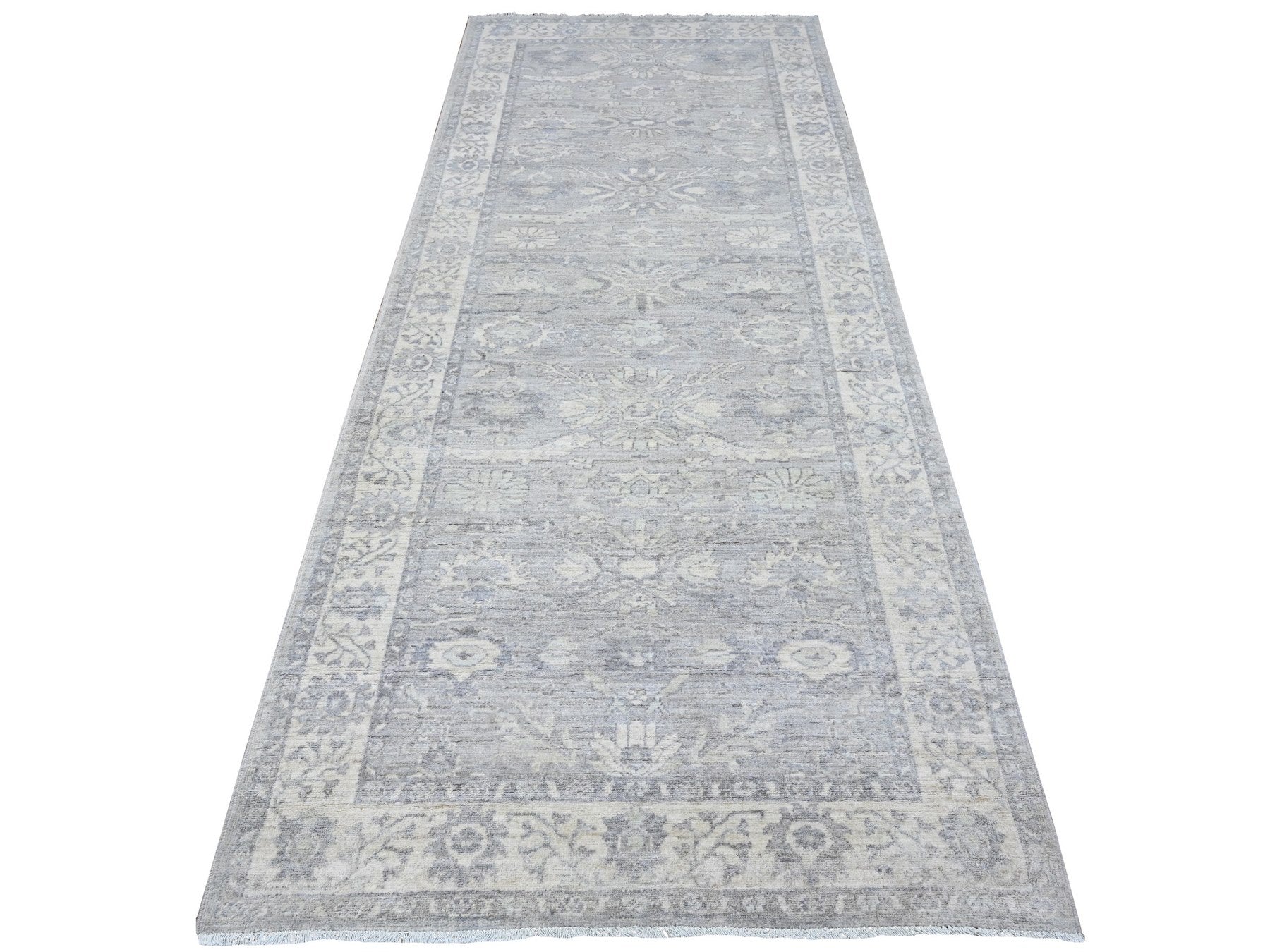 Gray 3'11" x 9'9" Oushak / Peshawar Hand knotted Wool Rug - Sku: O089496