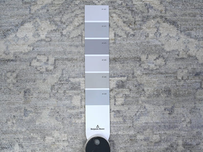 Grey 3'11" x 9'9" Oushak And Peshawar Hand knotted Wool Rug - Sku: O089496
